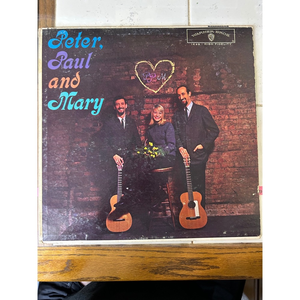 Peter Paul and Mary Self Titled Vinyl LP 1962Mono Warner Bros W 1449 Folk Record